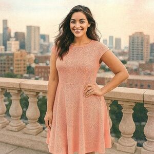 The Limited Coral Eyelet Fit & Flare Dress Size L NWT